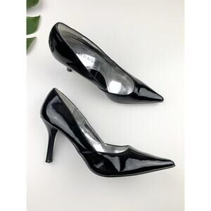 Rampage Maria Pumps Black Faux Patent Leather High Heels Pointed Toe Women's 8